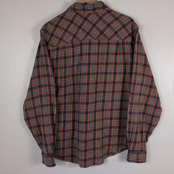 Woolrich Trout Run Mens M Flannel Shirt Plaid Orange Blue Long Sleeve Cotton - Picture 4 of 15